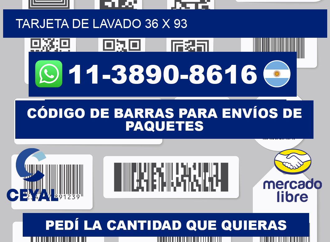 Tarjeta de lavado 36 x 93