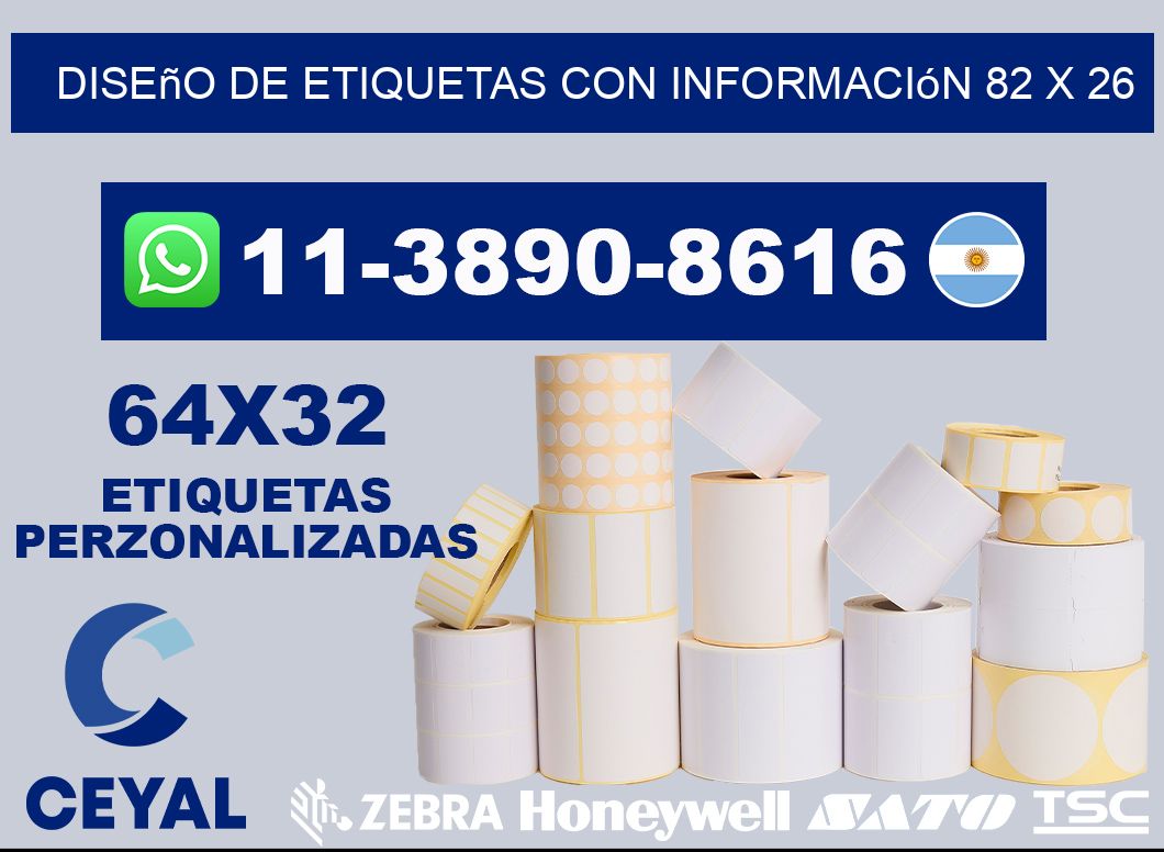diseño de etiquetas con información 82 x 26