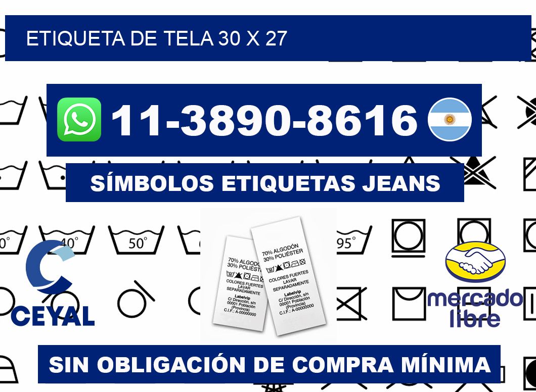 etiqueta de tela 30 x 27