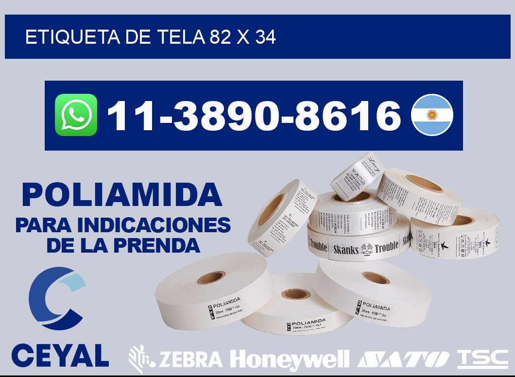 etiqueta de tela 82 x 34