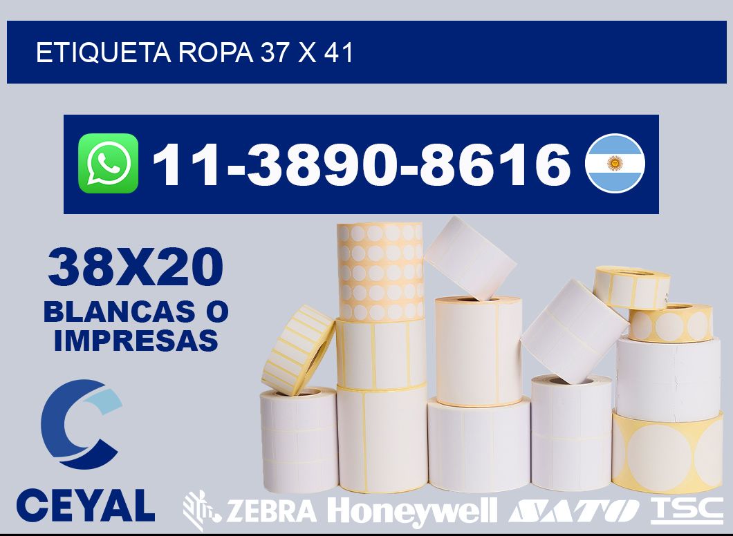 etiqueta ropa 37 x 41