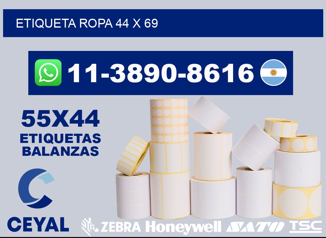 etiqueta ropa 44 x 69