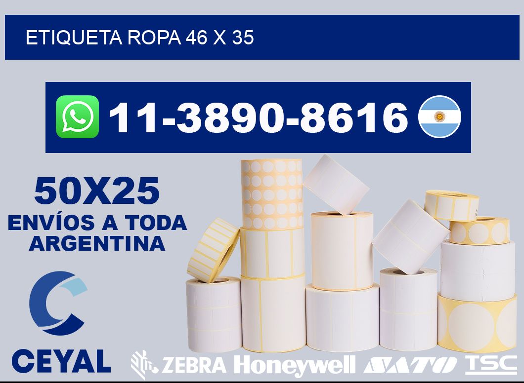 etiqueta ropa 46 x 35