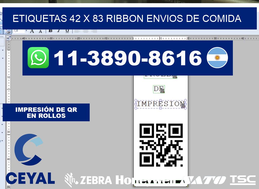 etiquetas 42 x 83 ribbon envios de comida