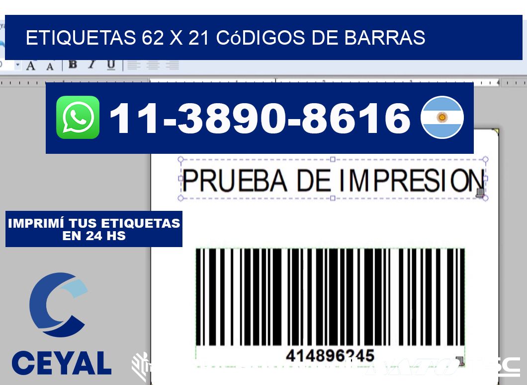 etiquetas 62 x 21 códigos de barras