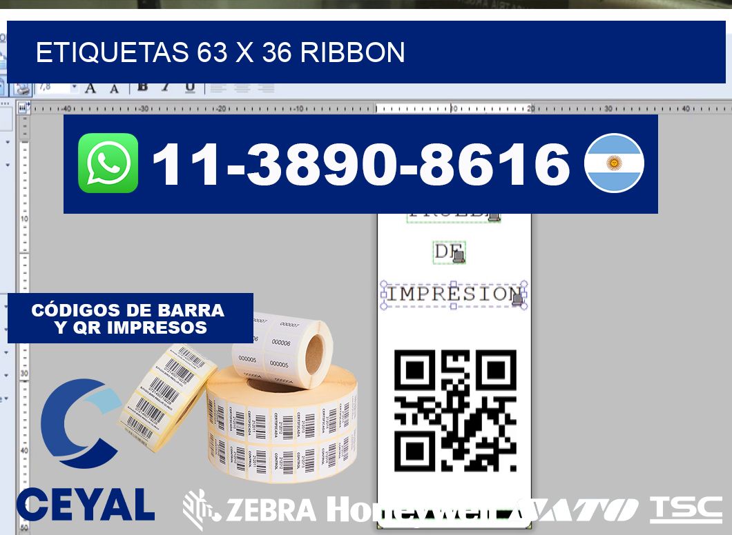 etiquetas 63 x 36 ribbon