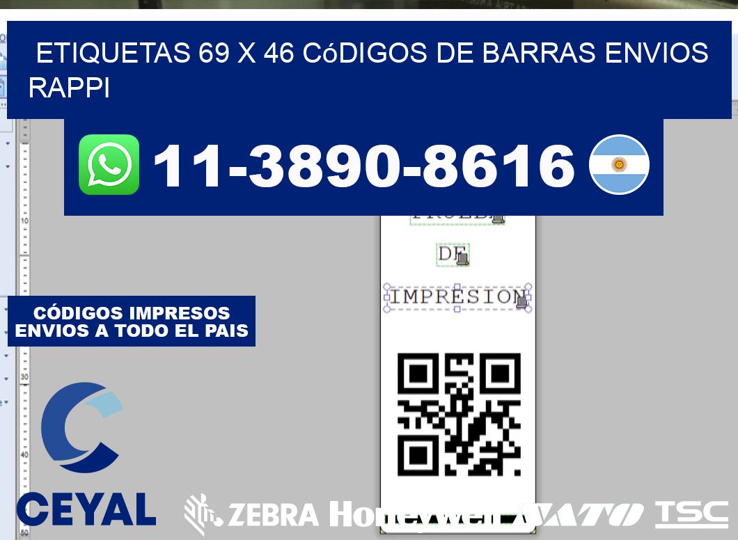 etiquetas 69 x 46 códigos de barras envios rappi
