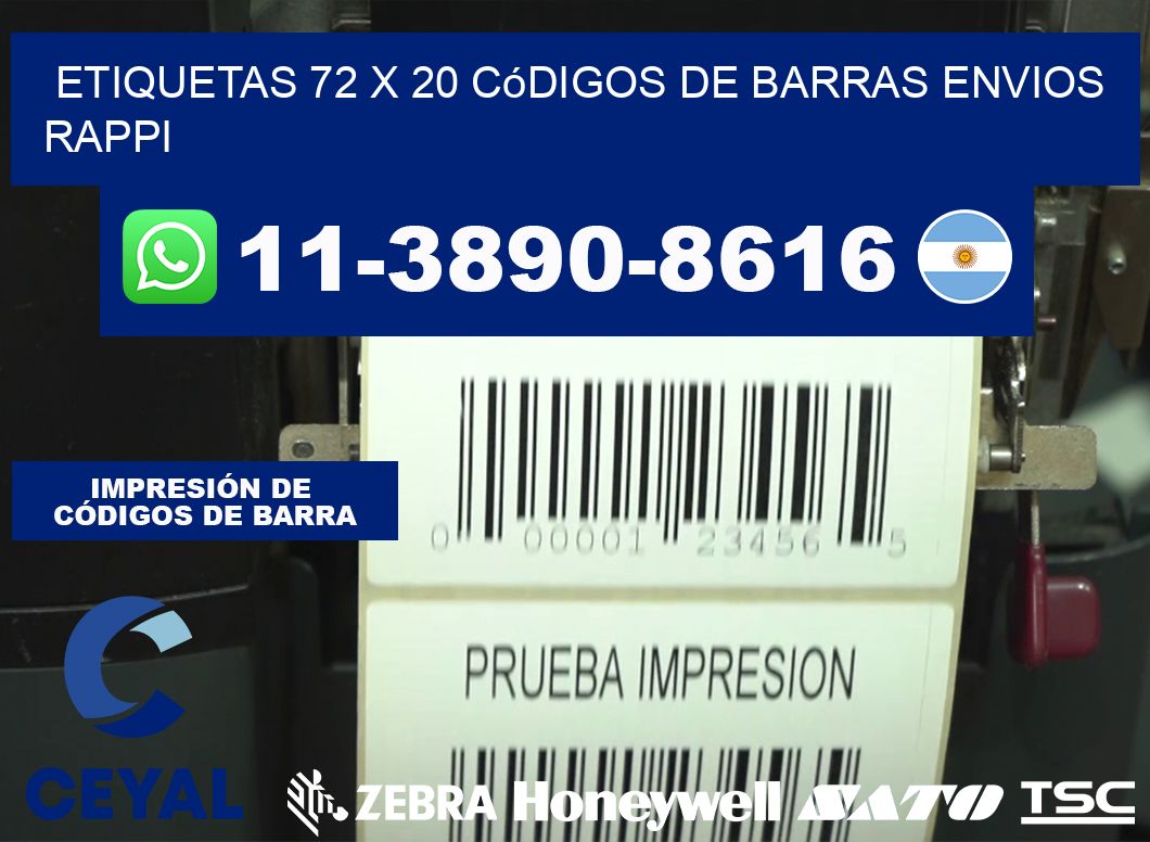 etiquetas 72 x 20 códigos de barras envios rappi