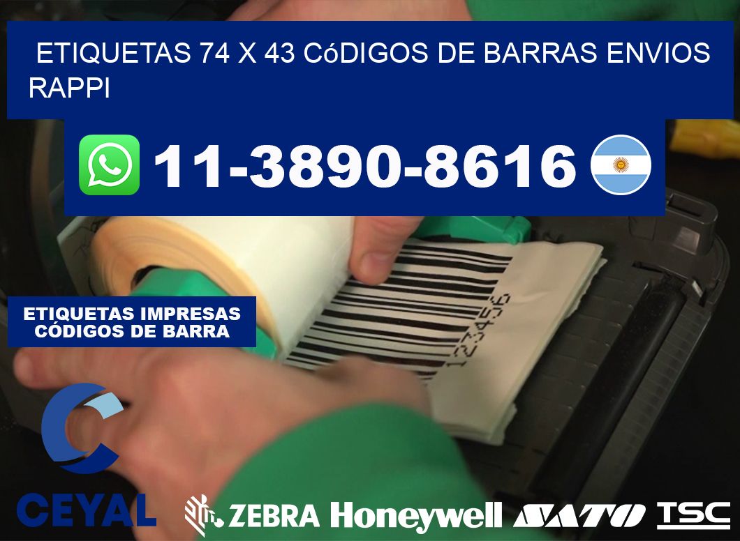 etiquetas 74 x 43 códigos de barras envios rappi