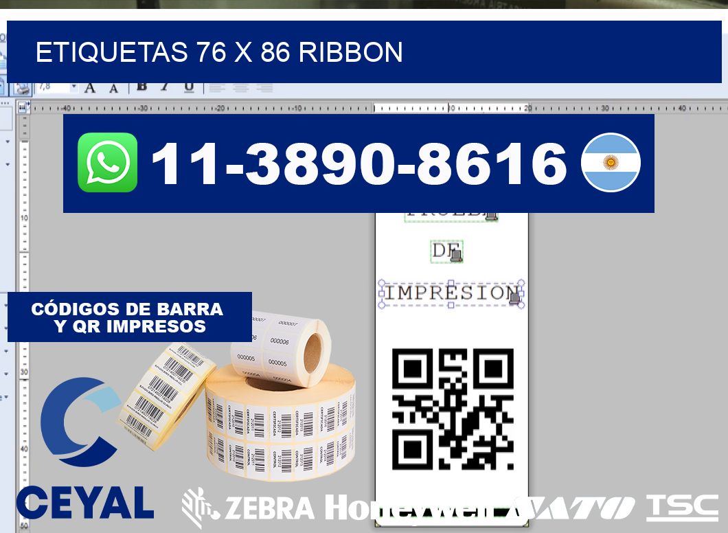 etiquetas 76 x 86 ribbon