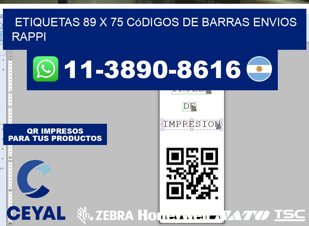 etiquetas 89 x 75 códigos de barras envios rappi