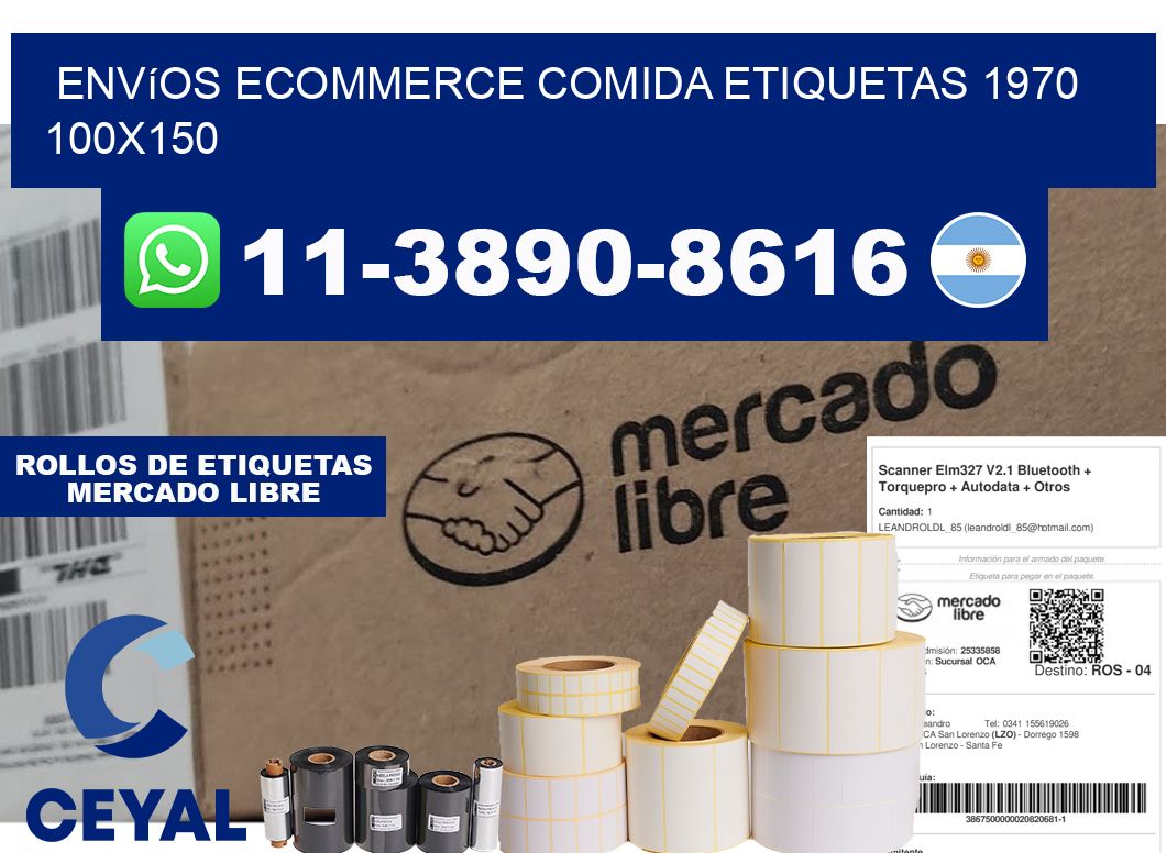 Envíos Ecommerce comida etiquetas 1970 100x150