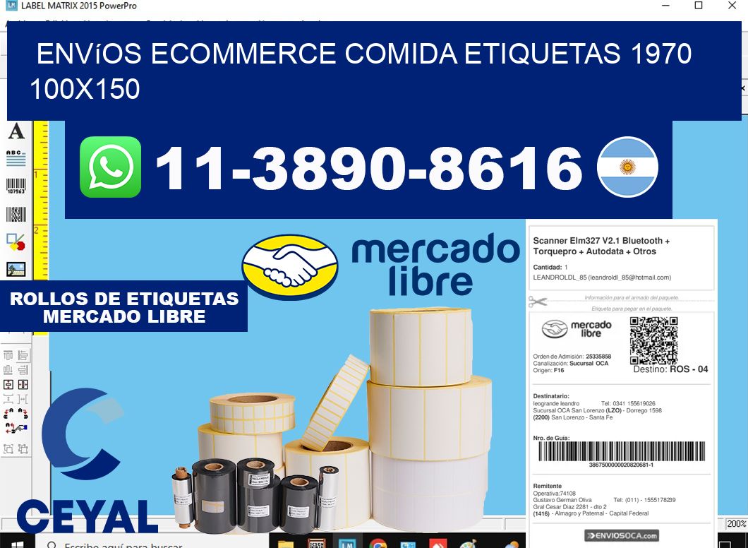 Envíos Ecommerce comida etiquetas 1970 100x150