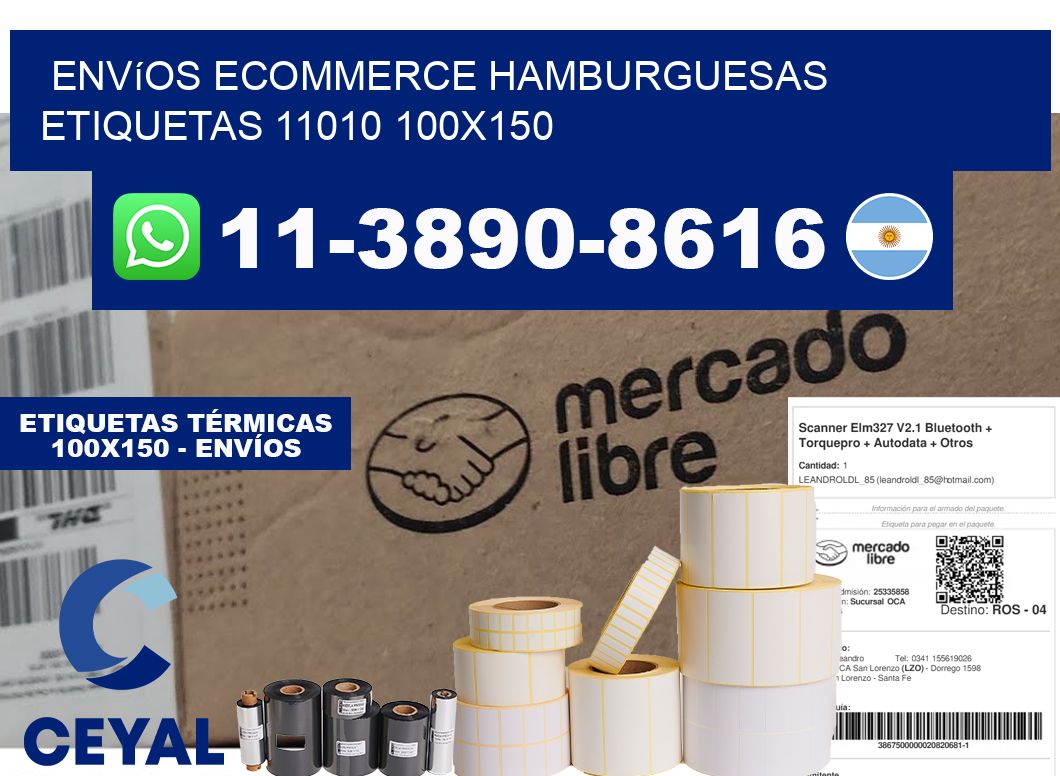 Envíos Ecommerce hamburguesas etiquetas 11010 100x150