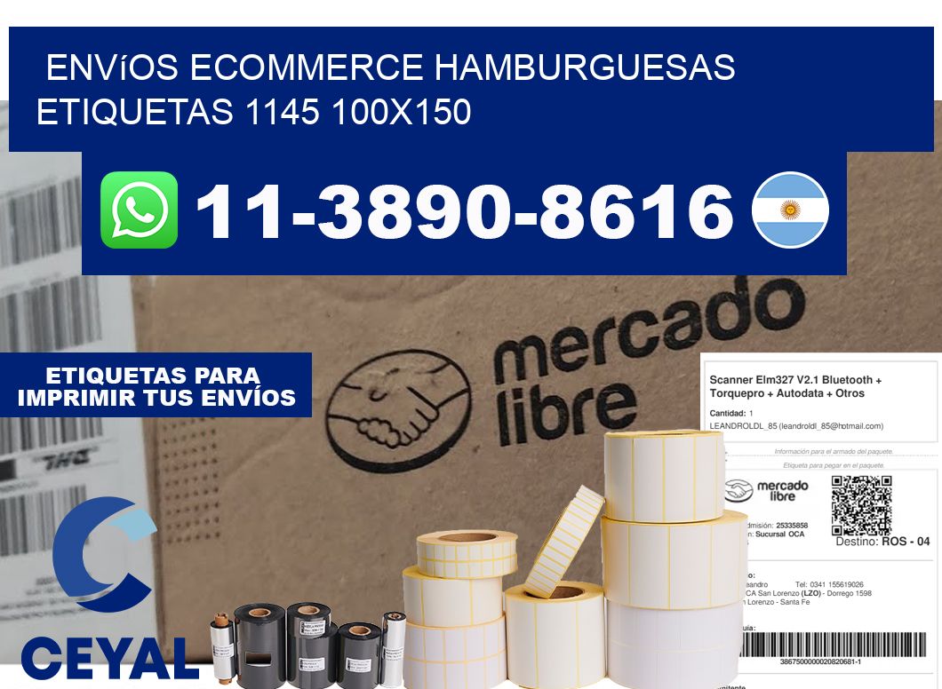 Envíos Ecommerce hamburguesas etiquetas 1145 100x150
