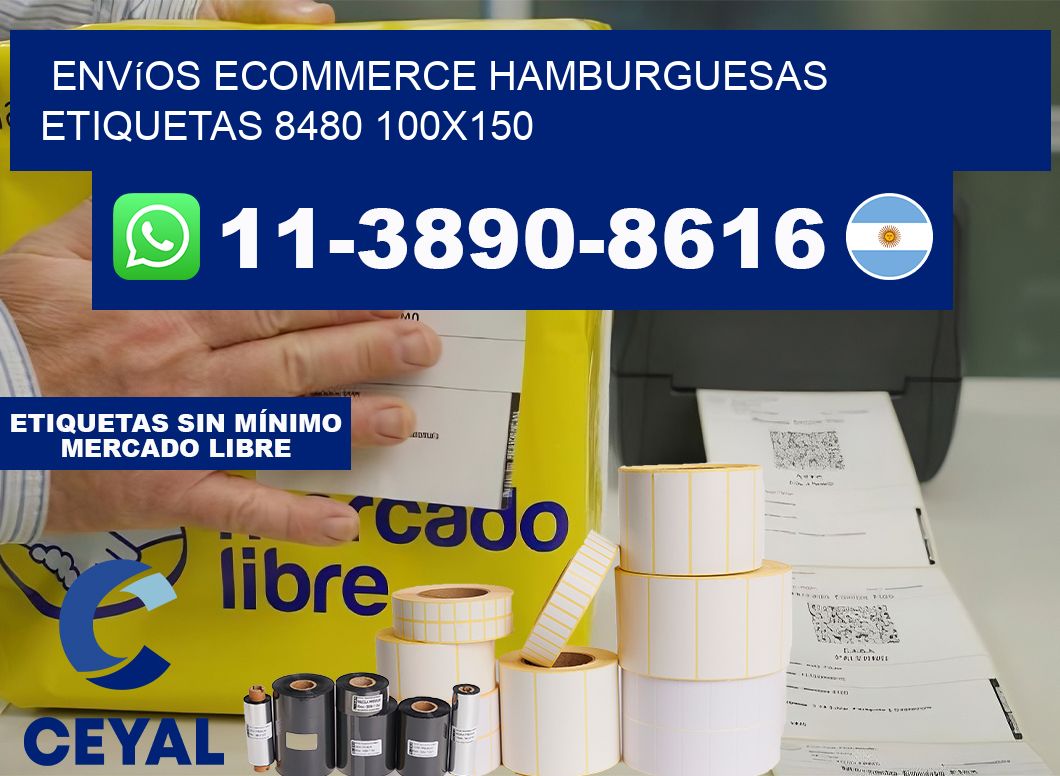 Envíos Ecommerce hamburguesas etiquetas 8480 100×150