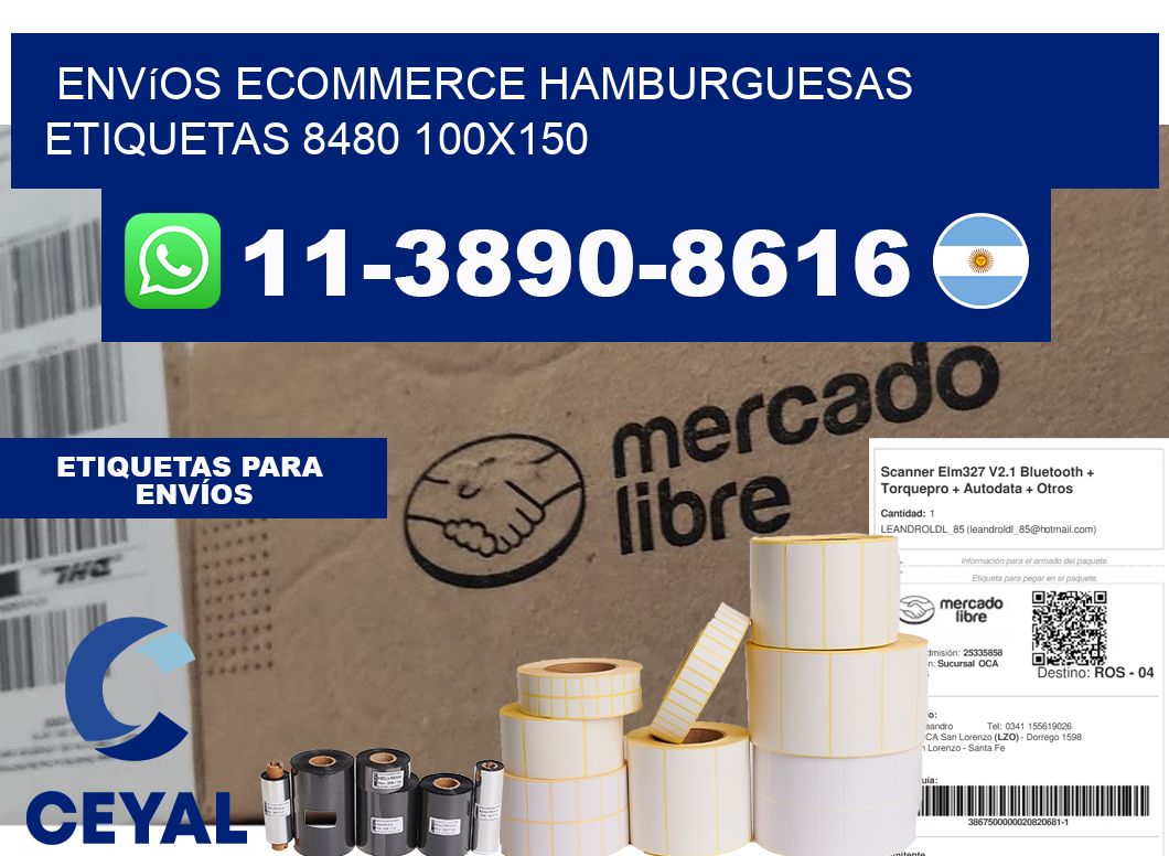 Envíos Ecommerce hamburguesas etiquetas 8480 100x150