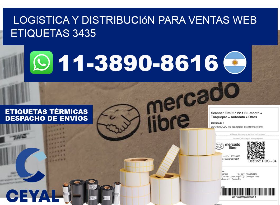 Logística y distribución para ventas web etiquetas 3435