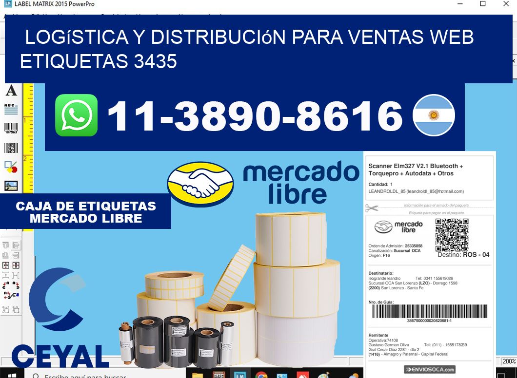 Logística y distribución para ventas web etiquetas 3435