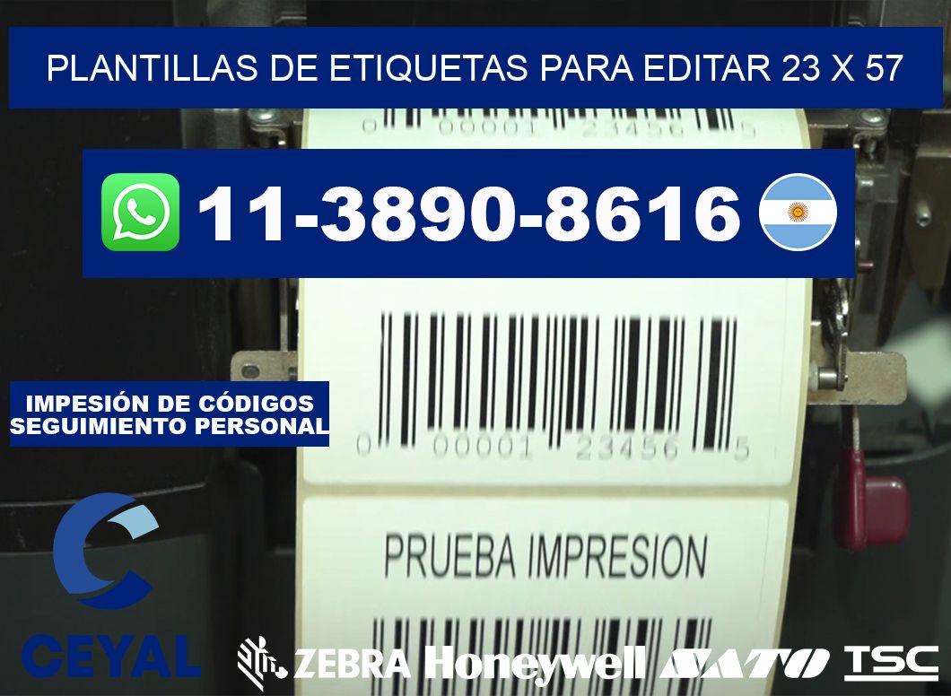 Plantillas de etiquetas para editar 23 x 57