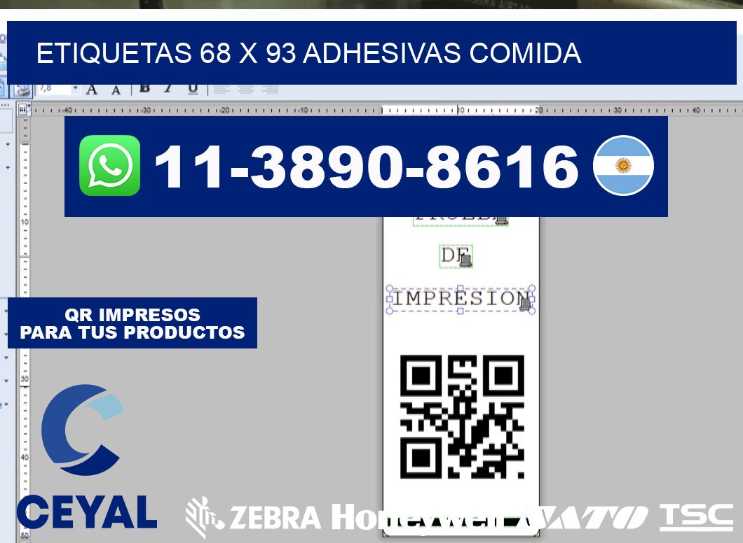 etiquetas 68 x 93 adhesivas comida