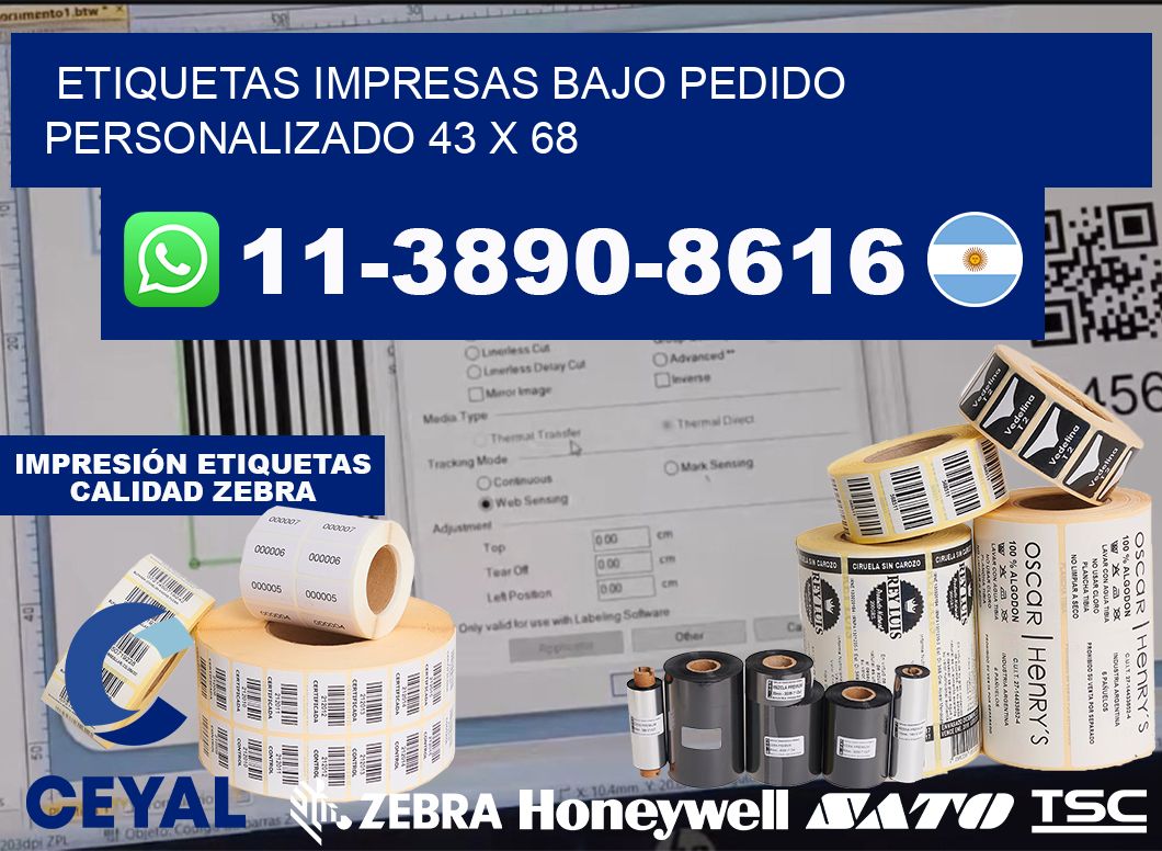 etiquetas impresas bajo pedido personalizado 43 x 68