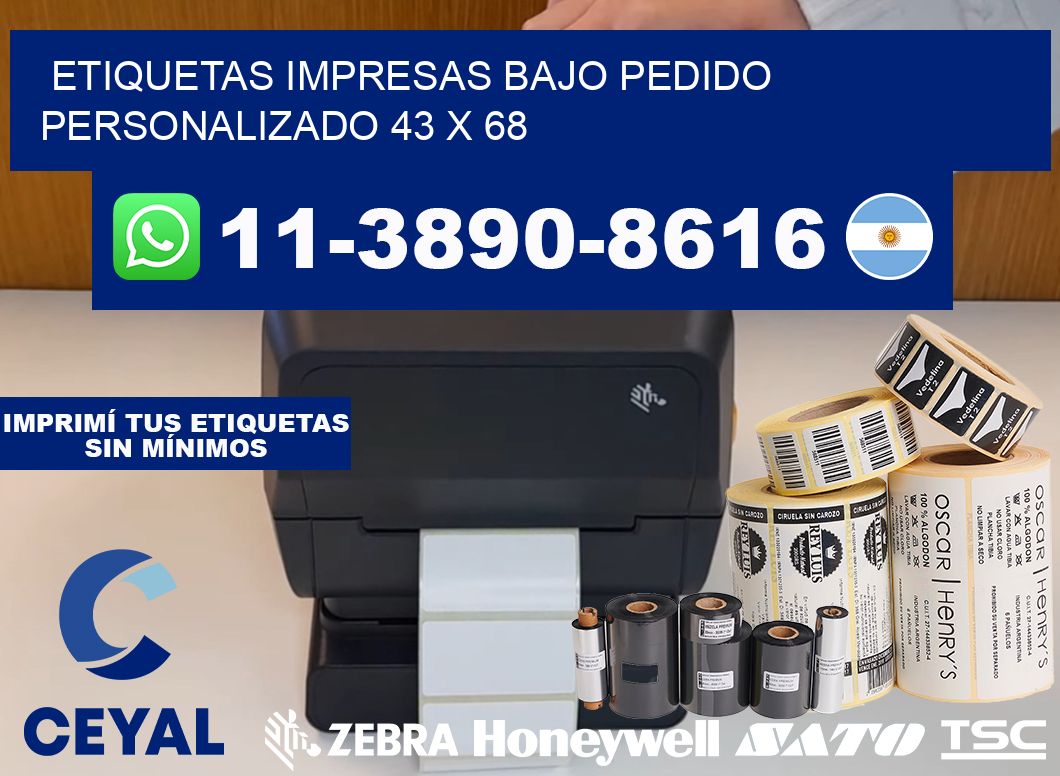 etiquetas impresas bajo pedido personalizado 43 x 68