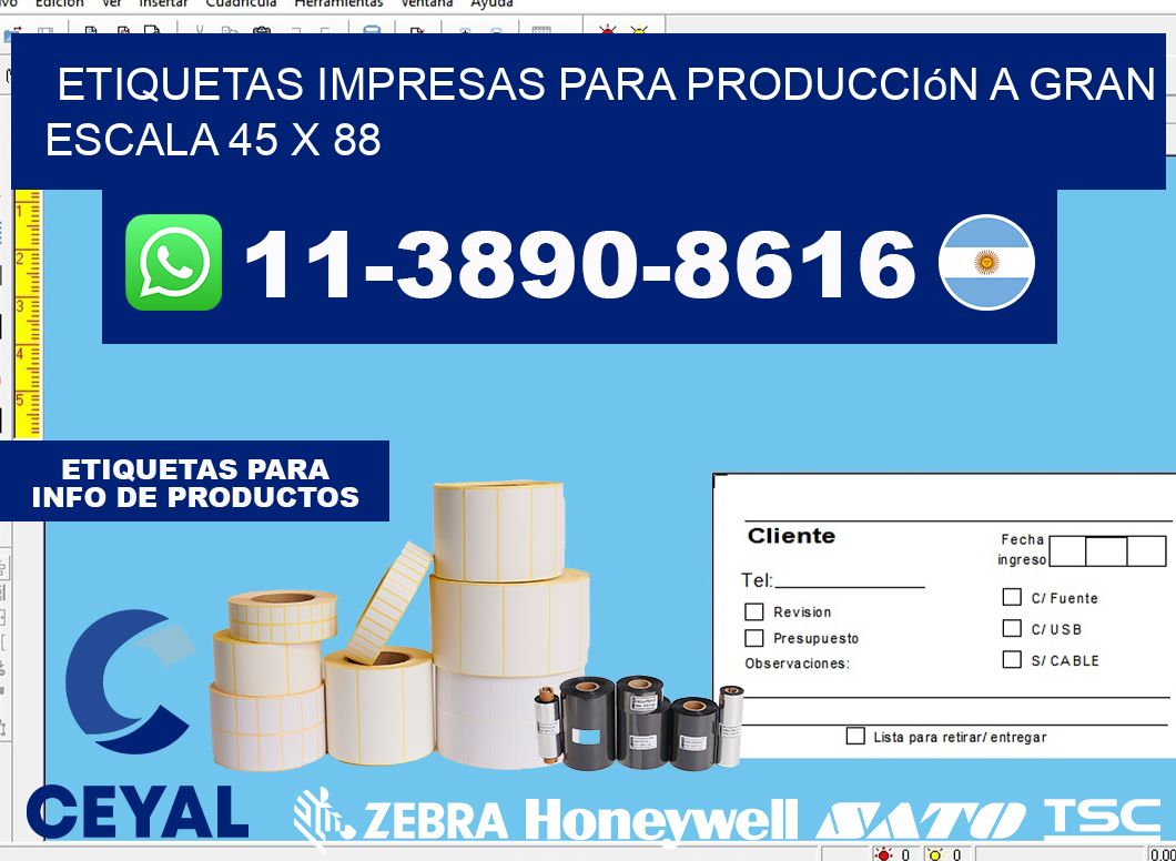 etiquetas impresas para producción a gran escala 45 x 88
