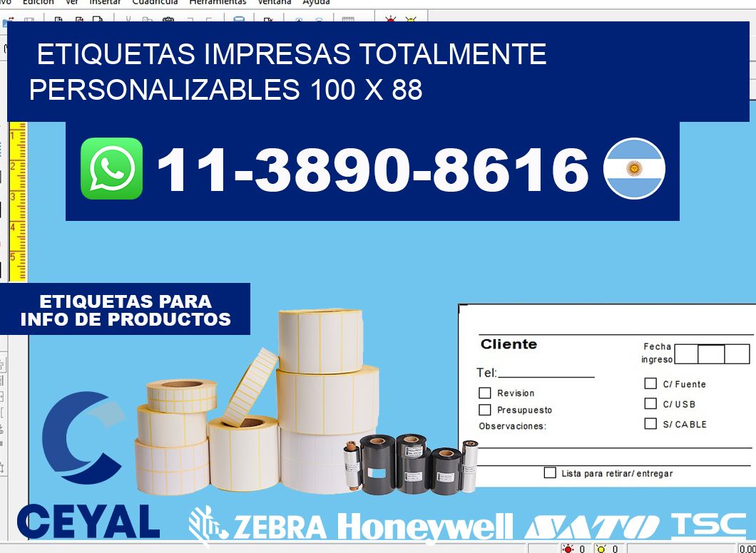 etiquetas impresas totalmente personalizables 100 x 88