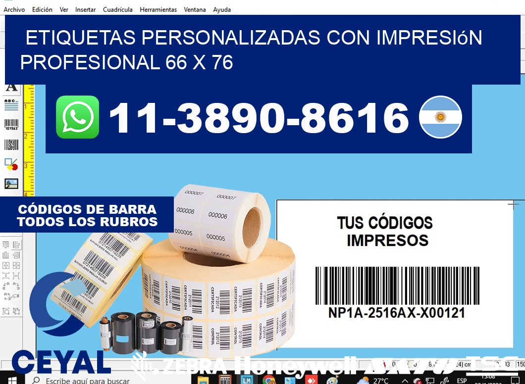 etiquetas personalizadas con impresión profesional 66 x 76