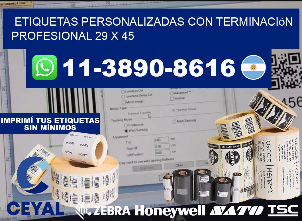 etiquetas personalizadas con terminación profesional 29 x 45