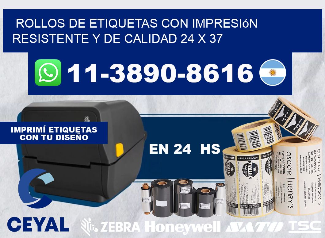 rollos de etiquetas con impresión resistente y de calidad 24 x 37