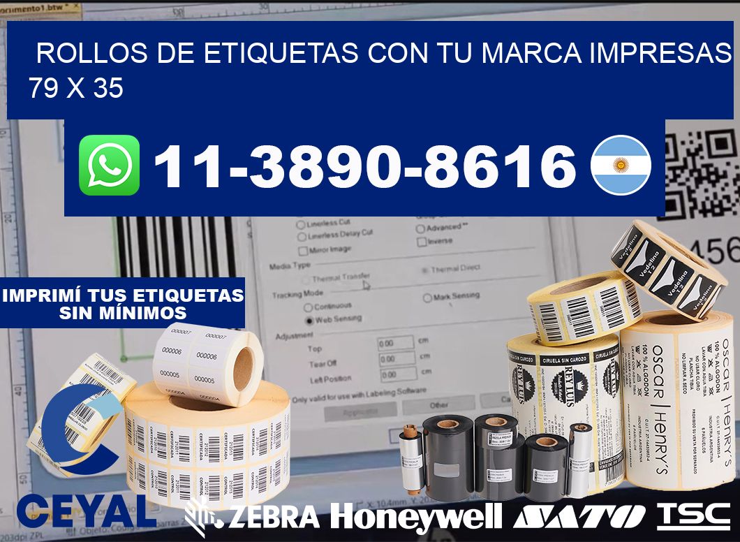 rollos de etiquetas con tu marca impresas 79 x 35
