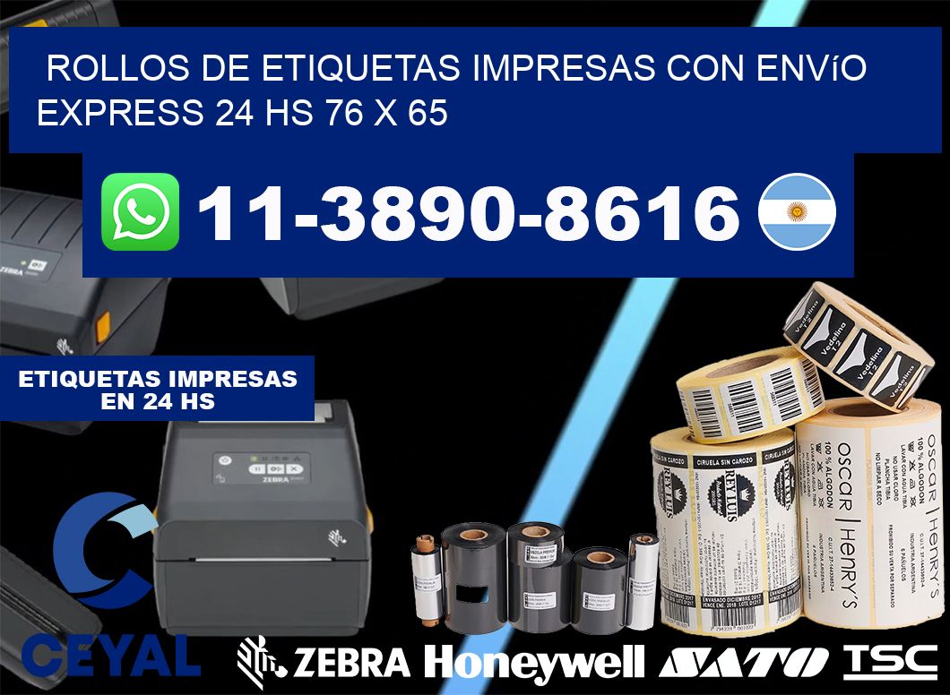 rollos de etiquetas impresas con envío express 24 hs 76 x 65