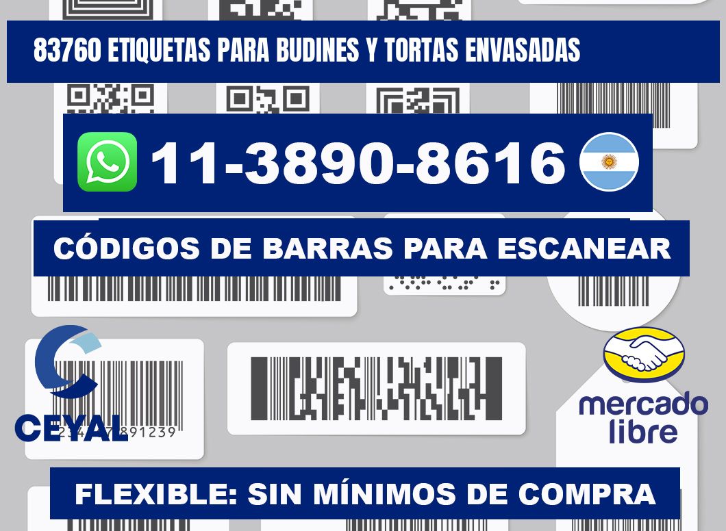 83760 etiquetas para budines y tortas envasadas