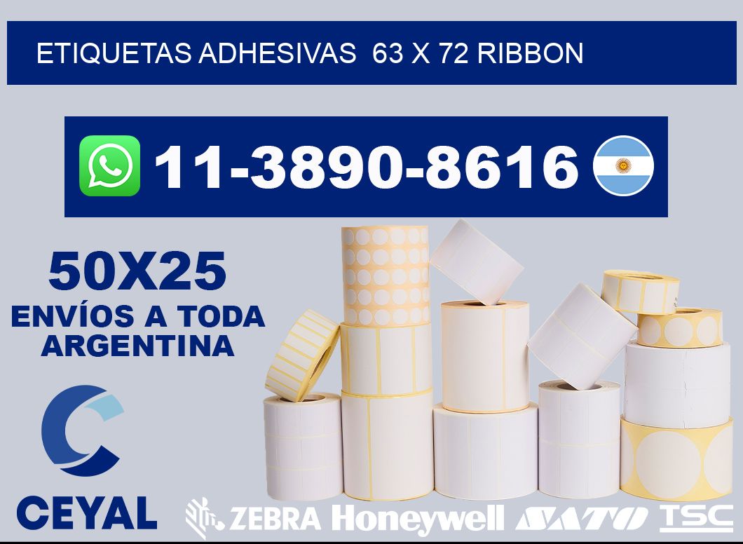 Etiquetas adhesivas  63 x 72 ribbon