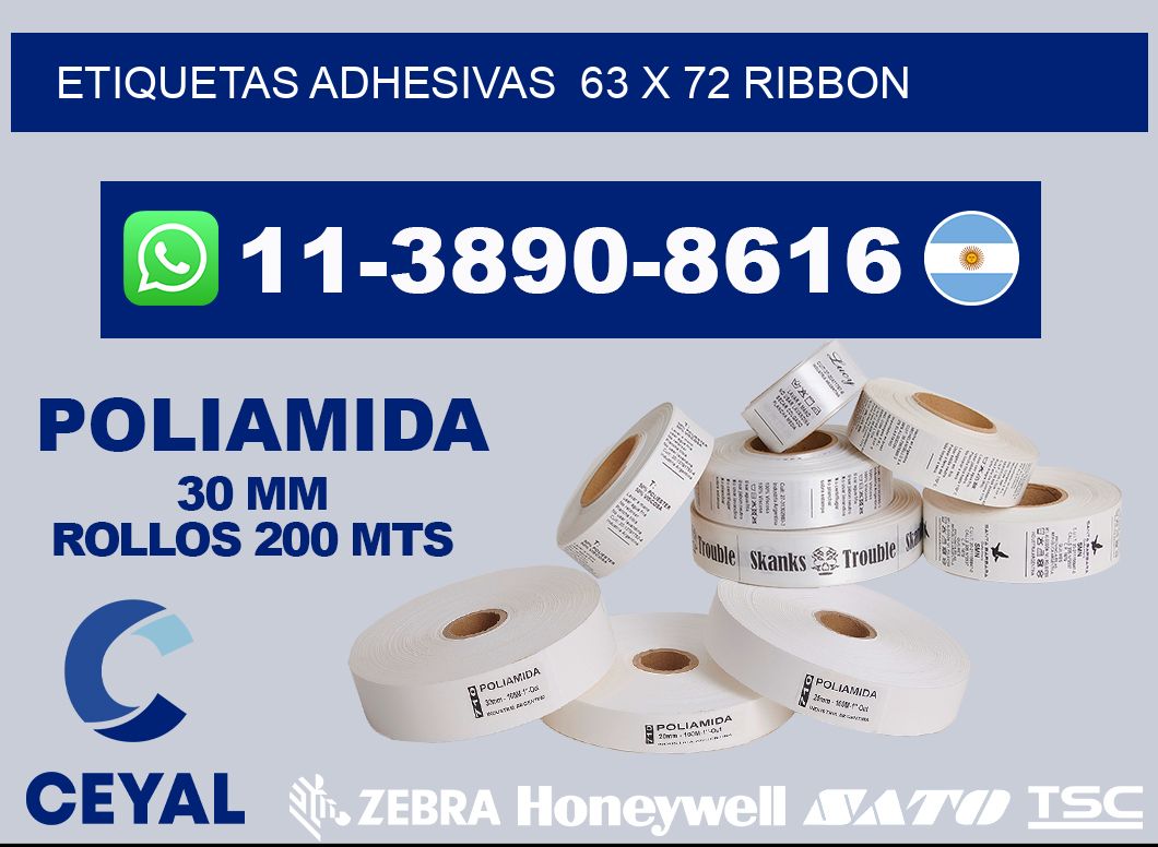 Etiquetas adhesivas  63 x 72 ribbon
