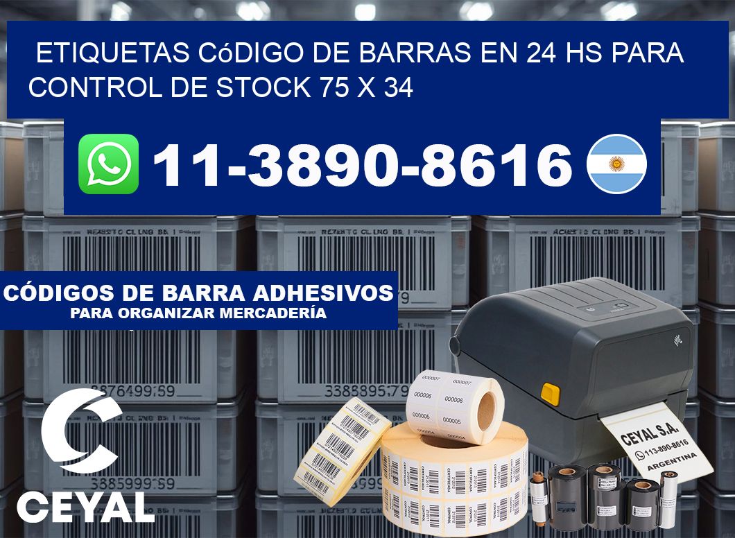 Etiquetas código de barras en 24 hs para control de stock 75 x 34