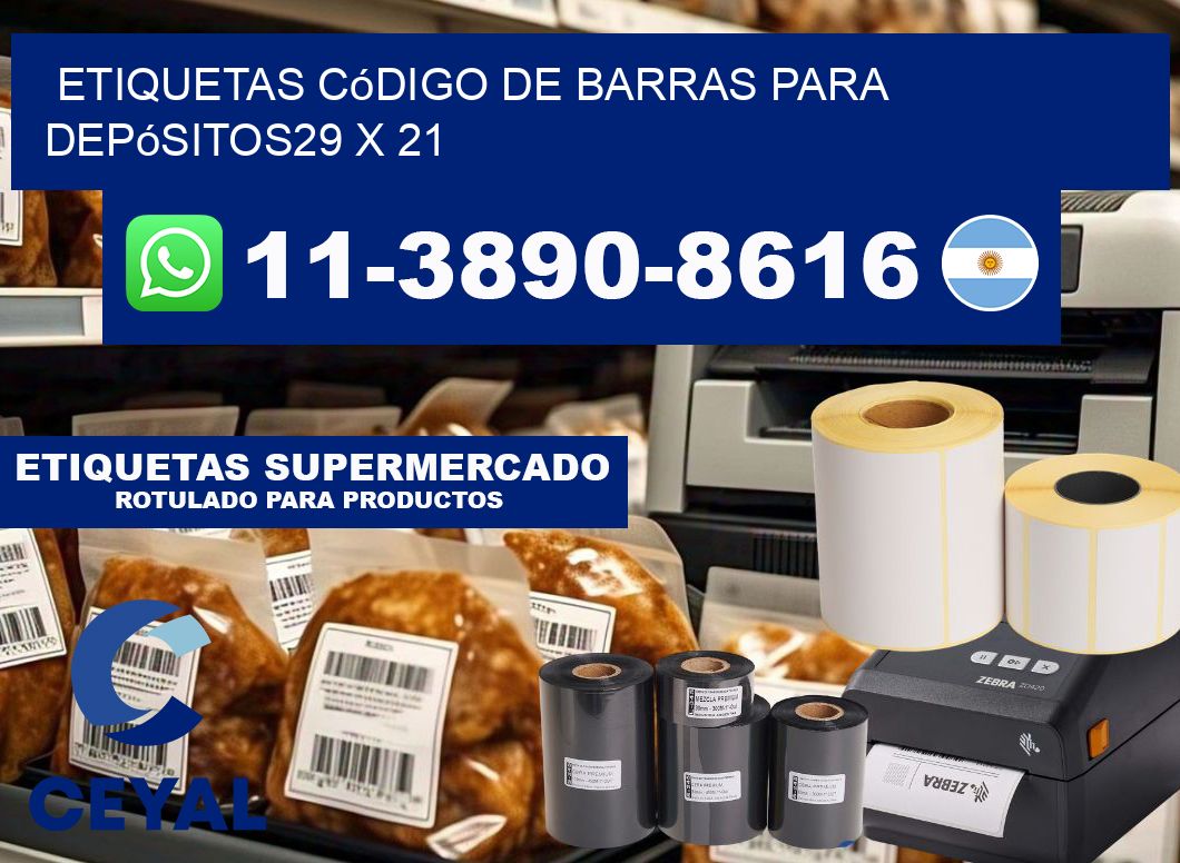 Etiquetas código de barras para depósitos29 x 21