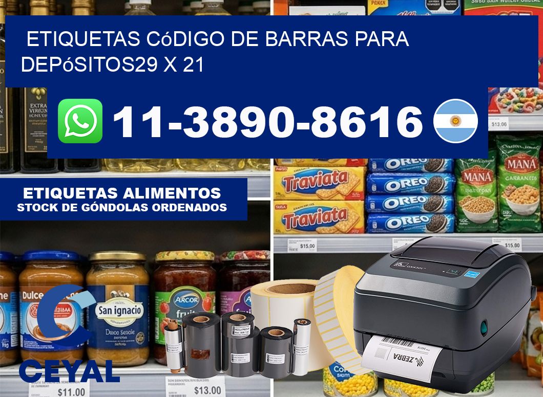 Etiquetas código de barras para depósitos29 x 21