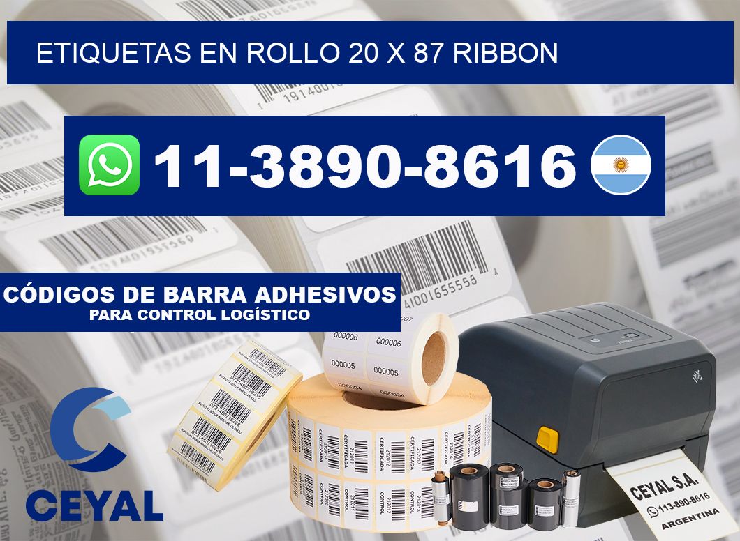 Etiquetas en rollo 20 x 87 ribbon
