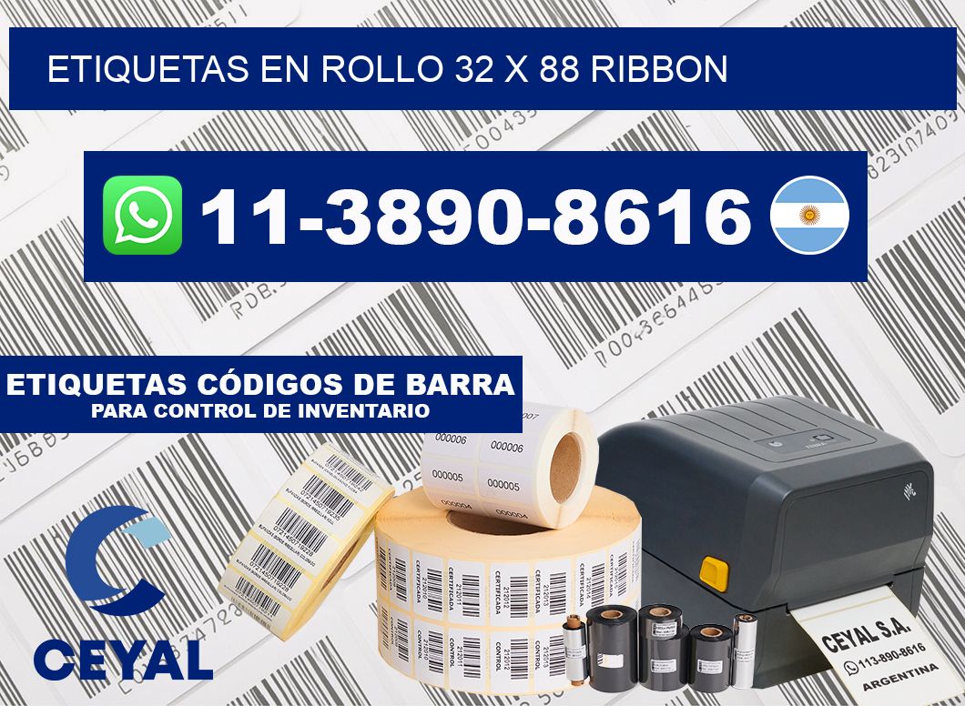Etiquetas en rollo 32 x 88 ribbon
