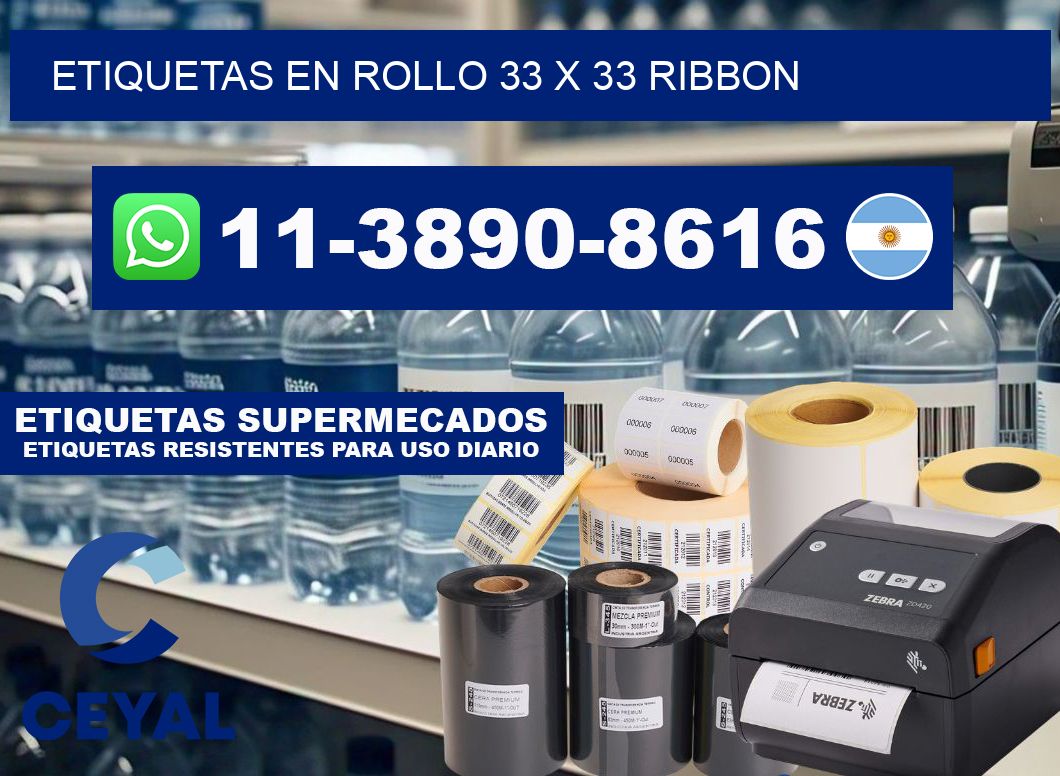 Etiquetas en rollo 33 x 33 ribbon