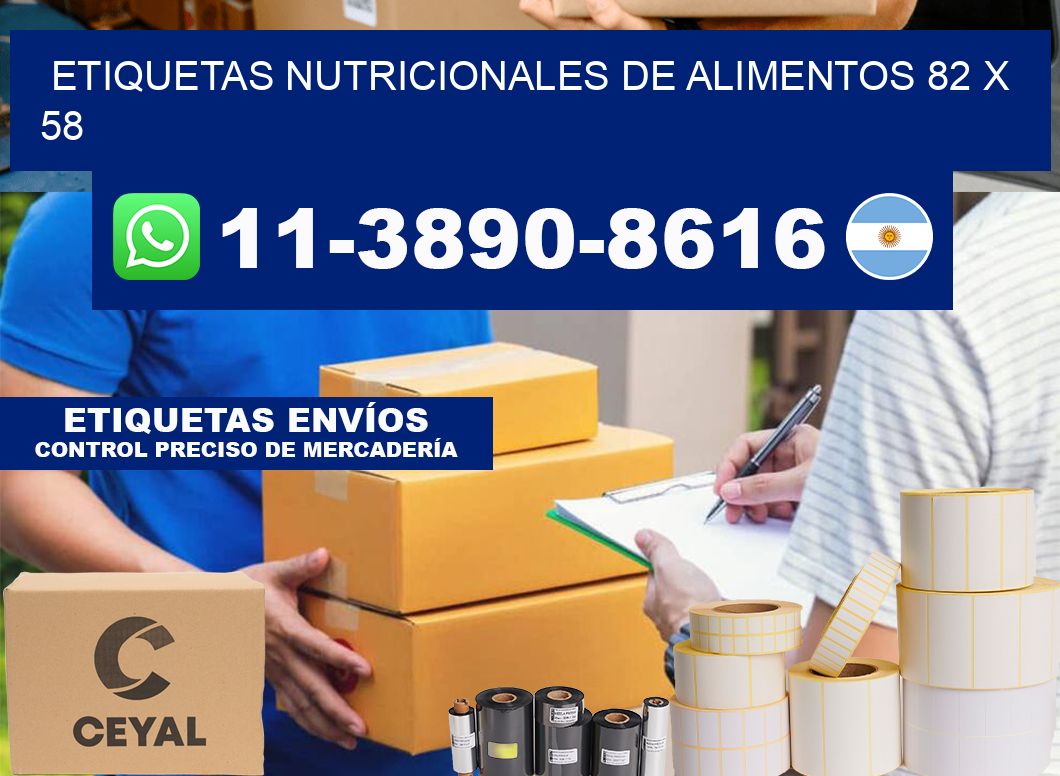 Etiquetas nutricionales de alimentos 82 x 58