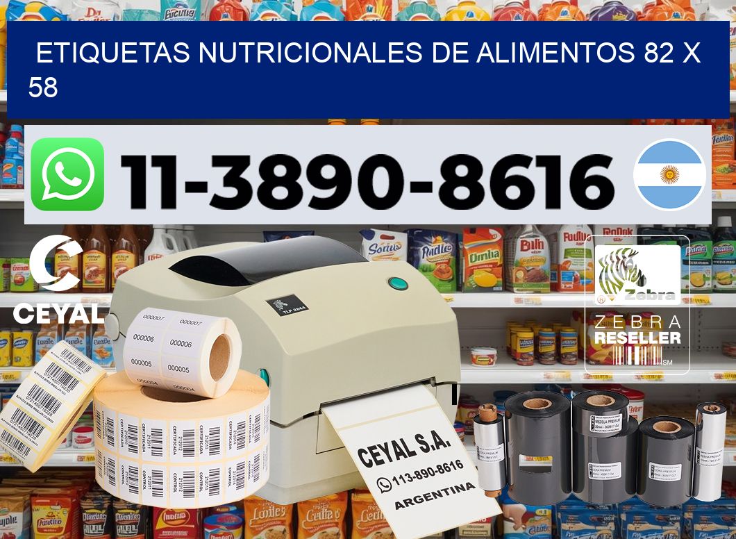 Etiquetas nutricionales de alimentos 82 x 58