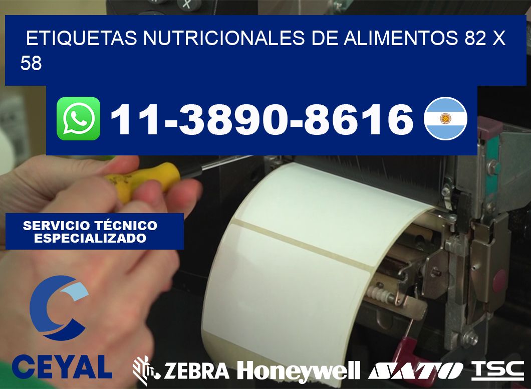 Etiquetas nutricionales de alimentos 82 x 58
