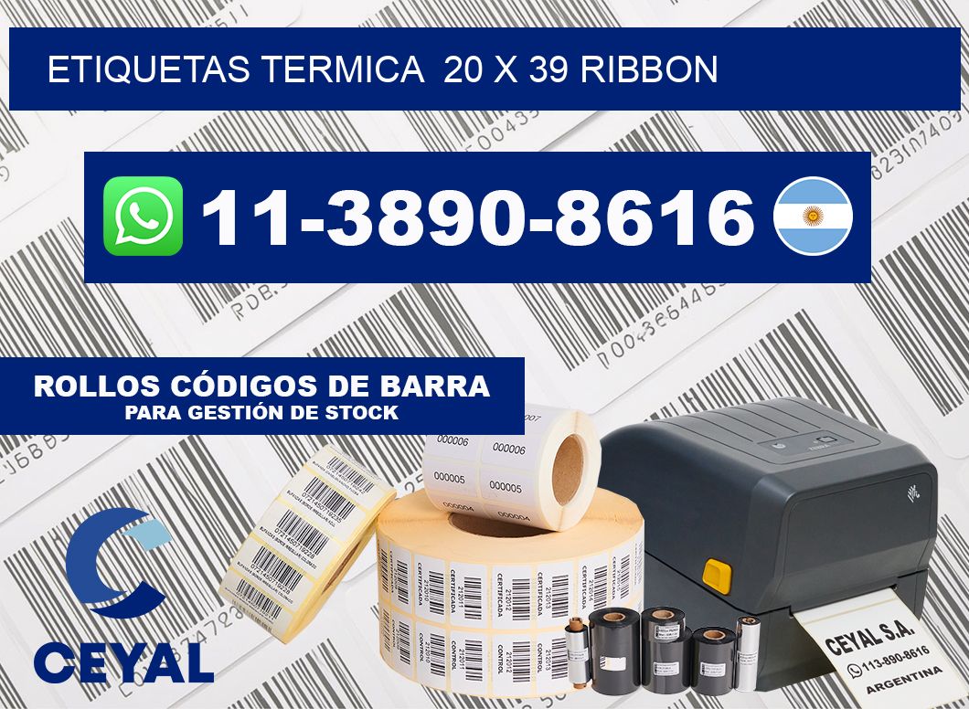 Etiquetas termica  20 x 39 ribbon
