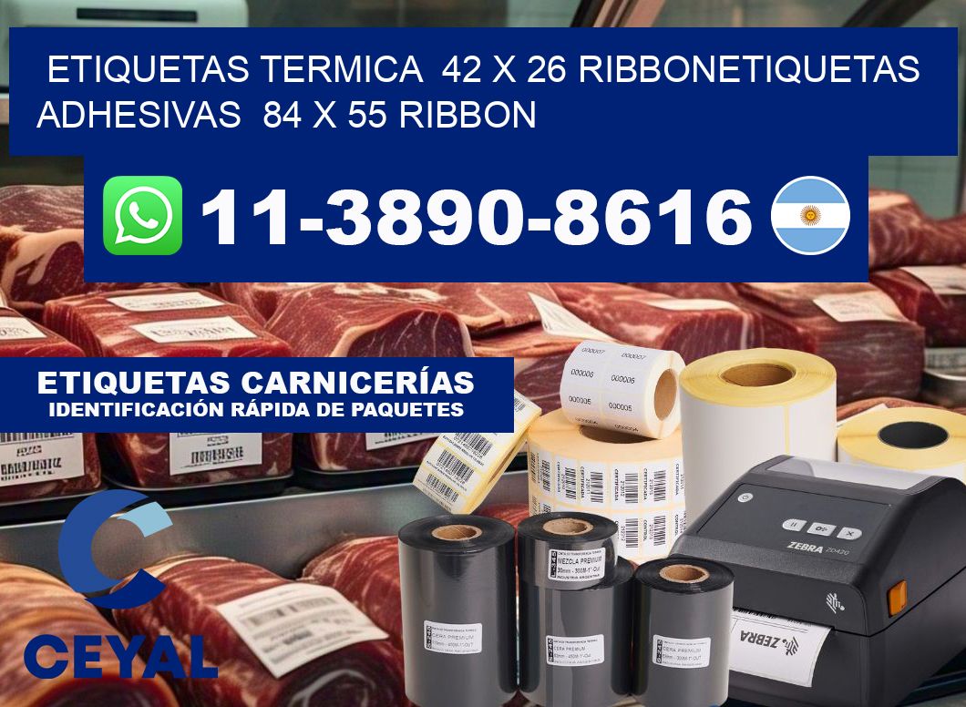 Etiquetas termica  42 x 26 ribbonEtiquetas adhesivas  84 x 55 ribbon