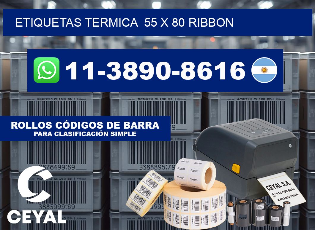 Etiquetas termica  55 x 80 ribbon
