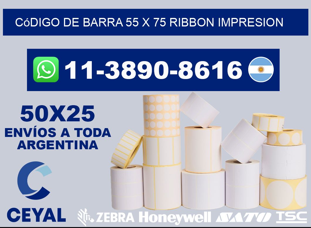 código de barra 55 x 75 ribbon impresion